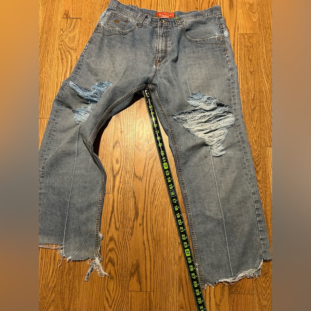 Rocawear Jeans Mens Vntg Baggy Hip Hop Skater Y2K Wide Leg Thrashed Distressed‎ - Picture 7 of 12